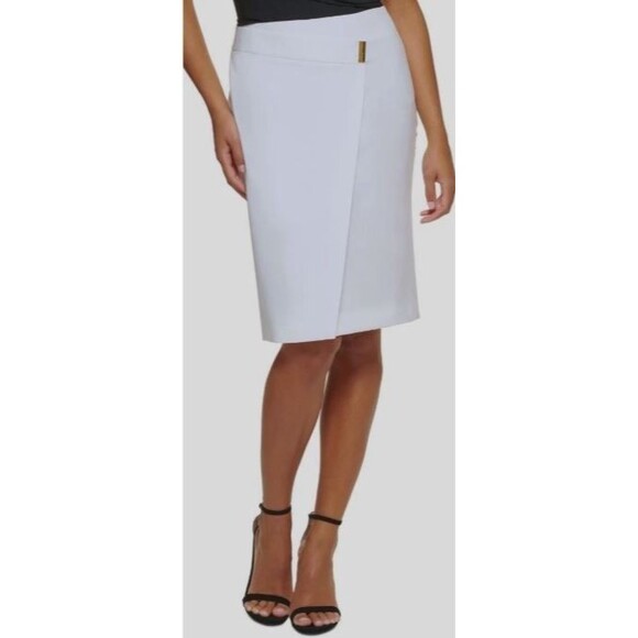 DKNY NWT Womens Asymmetrical Pencil Skirt sz 10 Rose Garden Green Office Career - Picture 12 of 12